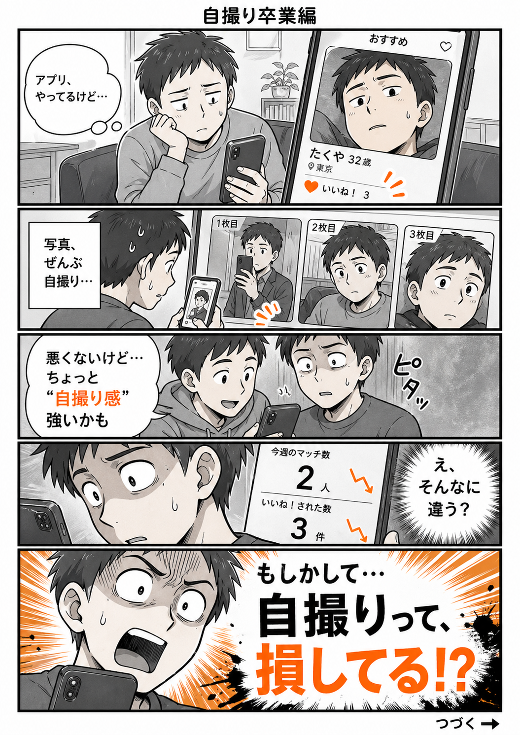 プロフィール写真の見せ方を説明する漫画
