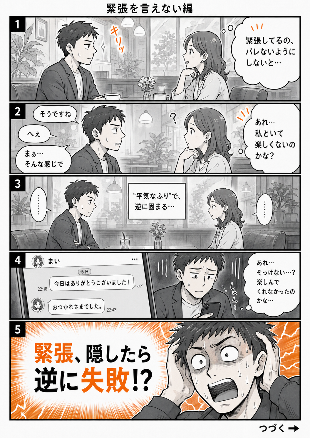 緊張を正直に伝える初デート漫画