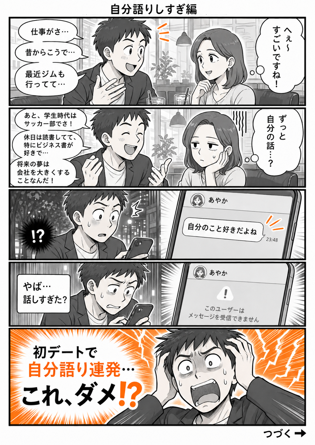 相手が返しやすい質問の作り方を説明する漫画